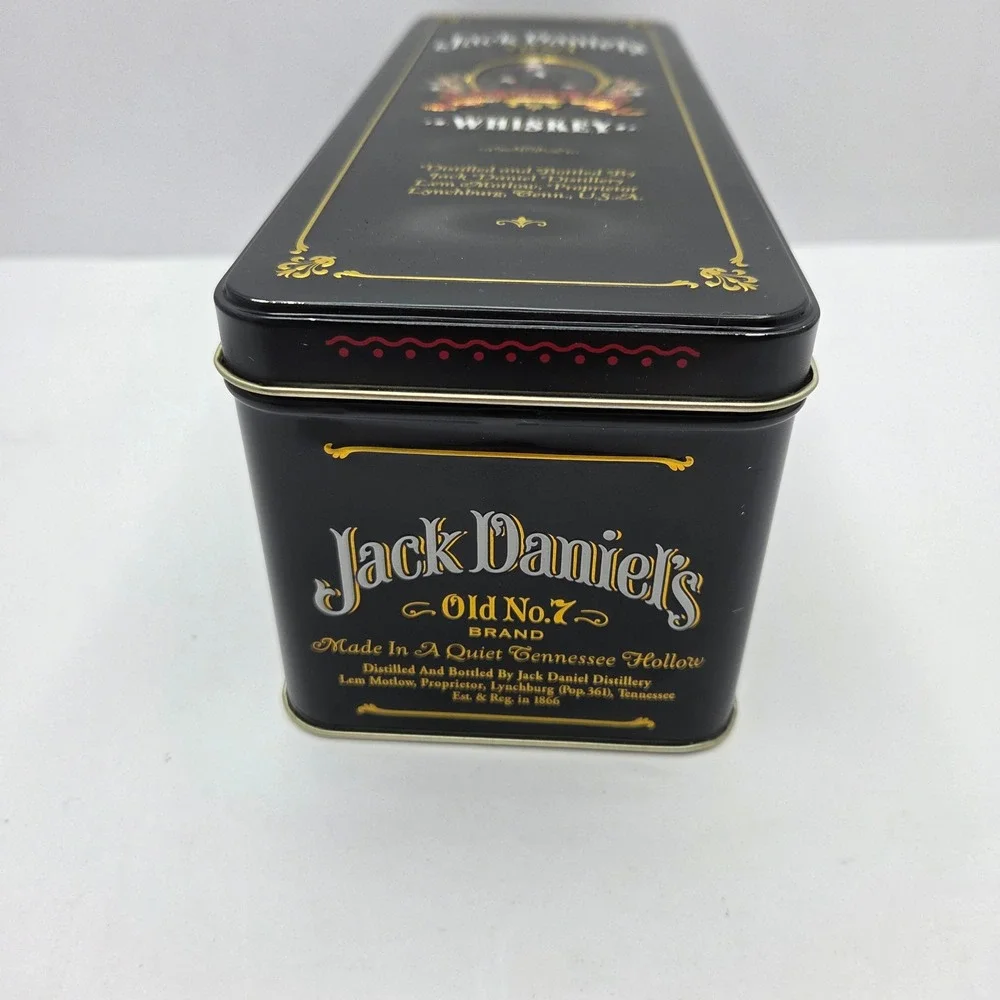 Jack Daniel's Whiskey Collectible Tin Box Old No 7 Black Gold Bar Decor USA Made